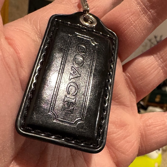 Coach Black Leather Tag small one Keychain - Picture 4 of 5